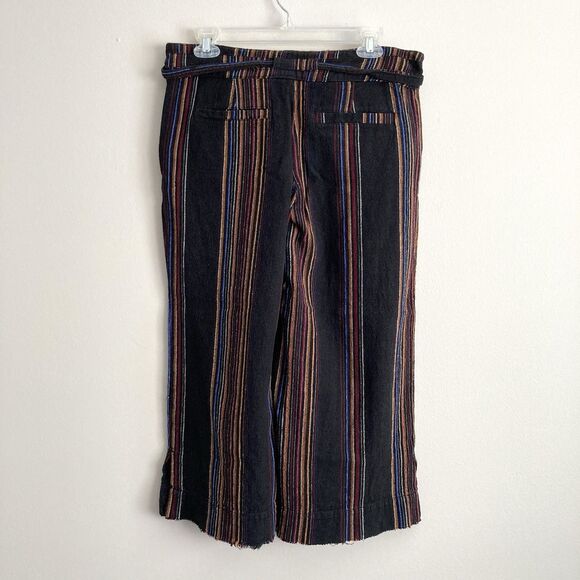 Democracy Womens Flex-ellent Wide Leg Cropped Pants Size 6 Black Striped Boho - Picture 6 of 10